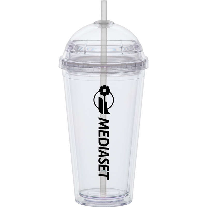 Large Dome Lid Carnival Cup-Clear Lid, Color Straw