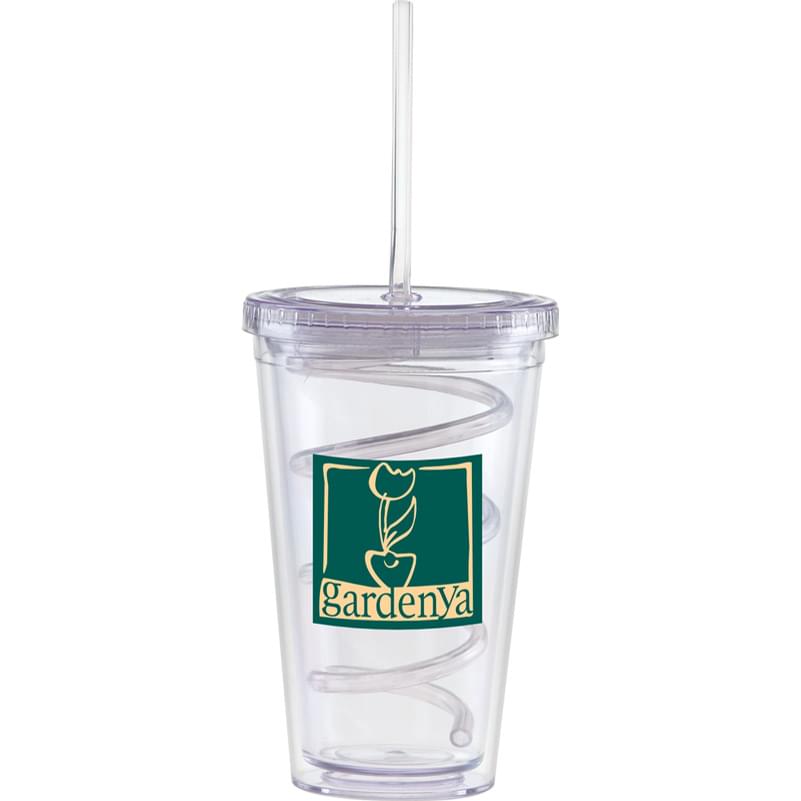 Carnival Cups-Color Curly Straw, Clear Lid