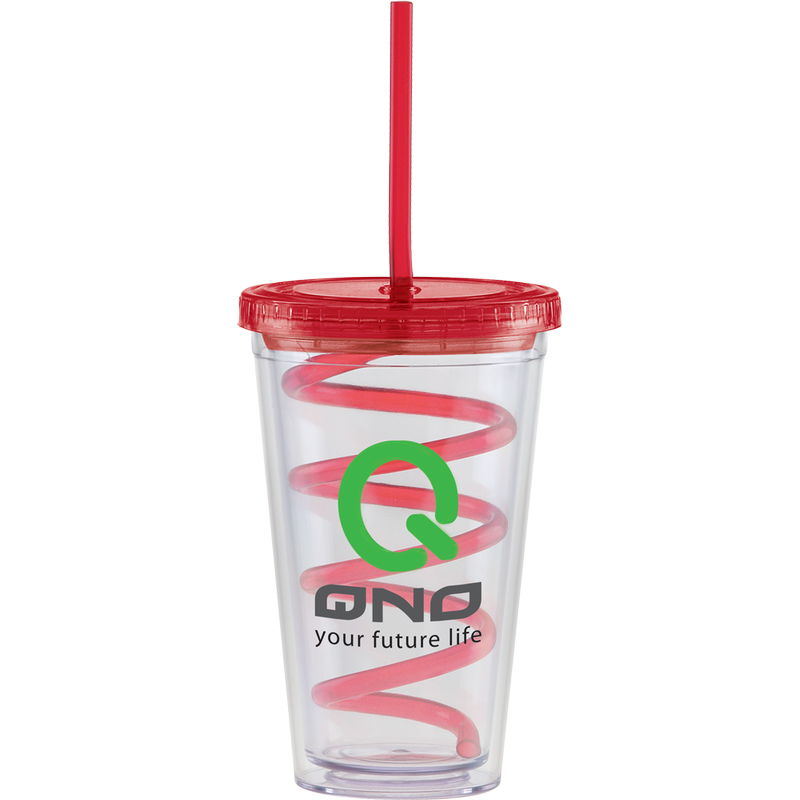 Carnival Cups-Color Curly Straw, Color Lid