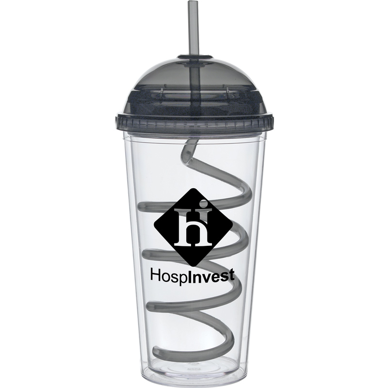 Large Big Top Carnival Cup- Color Lid, Curly Straw