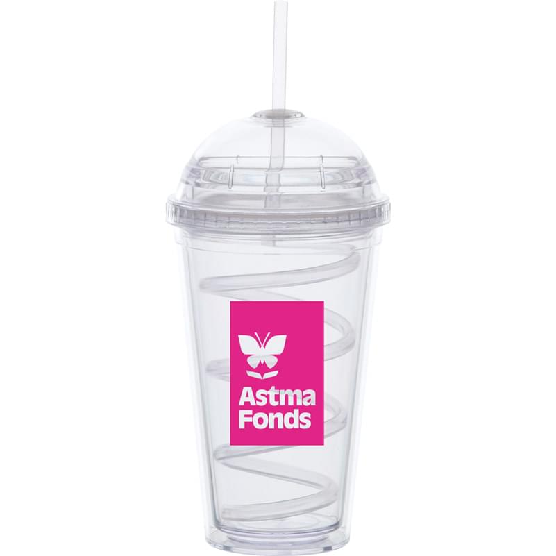 Big Top Carnival Cup-Colored Curly Straw,Clear Lid