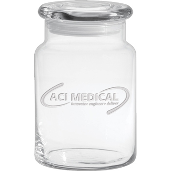 26 oz. Apothecary Jar with Flat Lid - Deep Etched